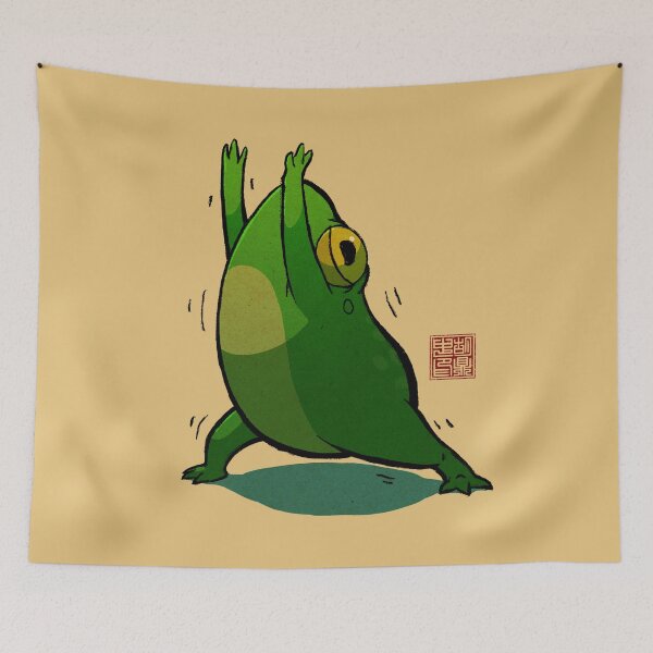 Item preview, Yoga Frog Warrior Pose designed and sold by DingHuArt.