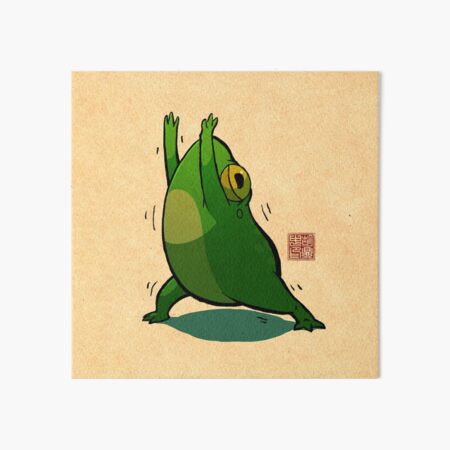 Yoga Frog Warrior Pose Art Board Print