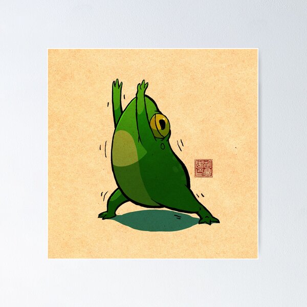 Item preview, Yoga Frog Warrior Pose designed and sold by DingHuArt.
