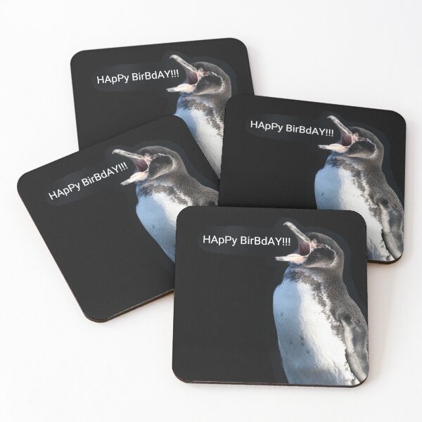 Artikelvorschau, Galapagos Penguin Happy Birbday (black background) entworfen und verkauft von SBPenguins.