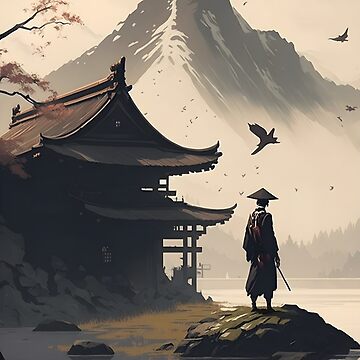 Wall Mural Lonely Samurai - Mountain Landscape, Japanese