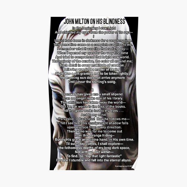 John Milton On His Blindness Poster