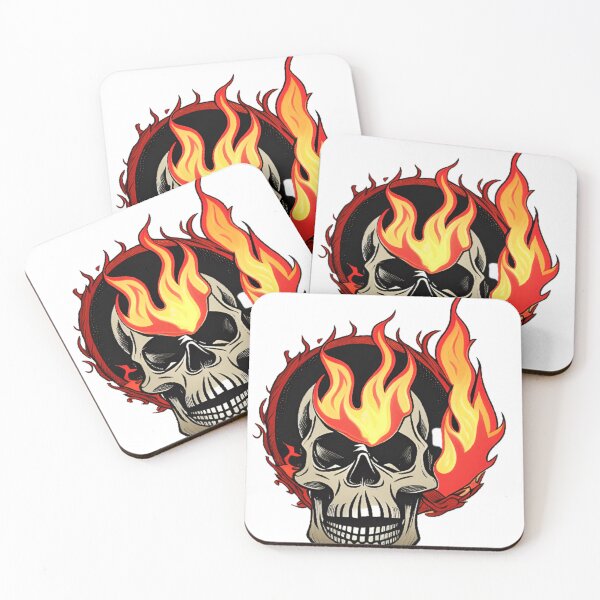 Item preview, Skull with fire t shirt designed and sold by Blue  Dragon.