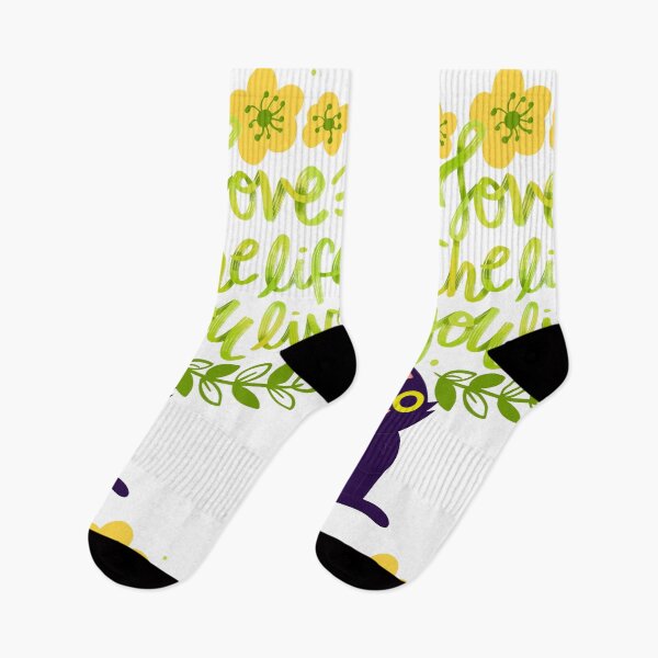 Item preview, Black cat with flowers  -love the life you live designed and sold by athrshopp.