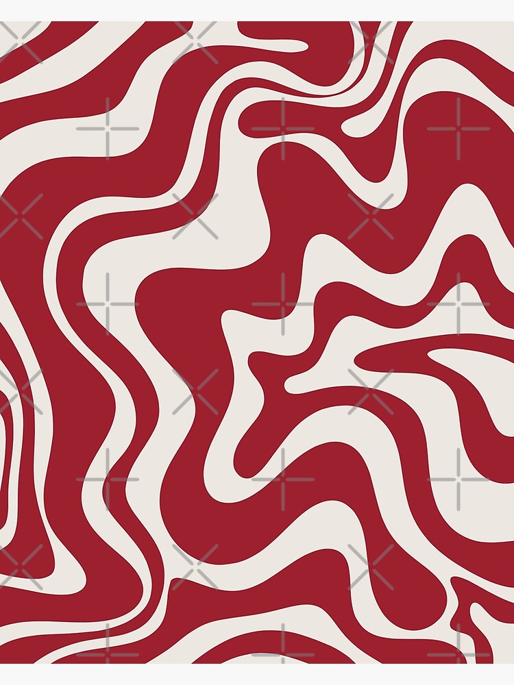 Retro Liquid Swirl Abstract Pattern Red Maroon | Art Print