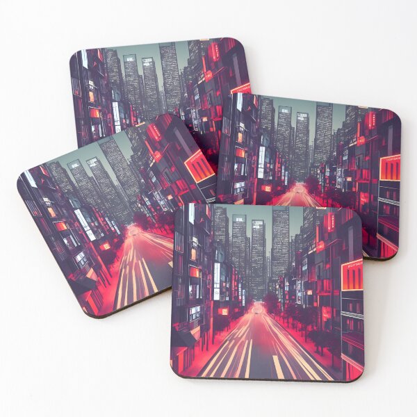 Artikelvorschau, Cityscape Noir, Rot, Neon, Dunkel, Klassisch, Vintage, AI, Neon Cityscape, Abstraktes Poster, City Noir, AI Art, Wandkunst, Raumdekoration, Abstrakt, Ästhetisch entworfen und verkauft von EmblemThreads.