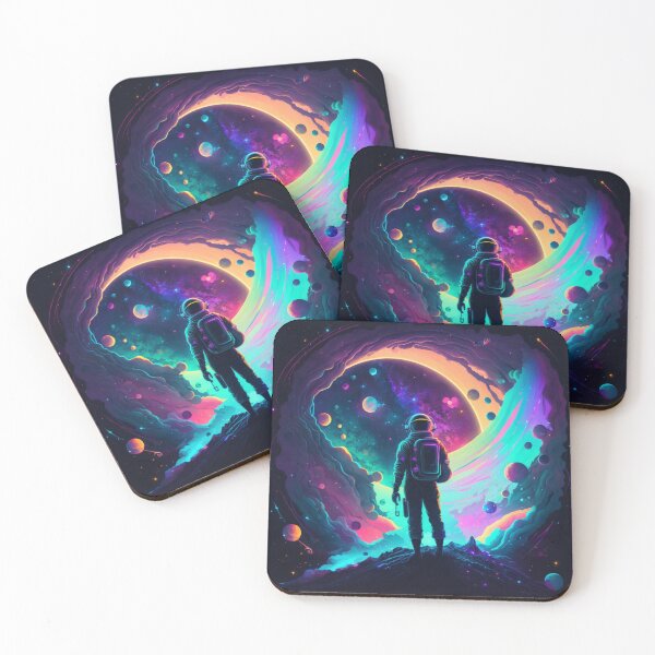 Item preview, Astronaut in Colourful space  designed and sold by AIartCANVAS.