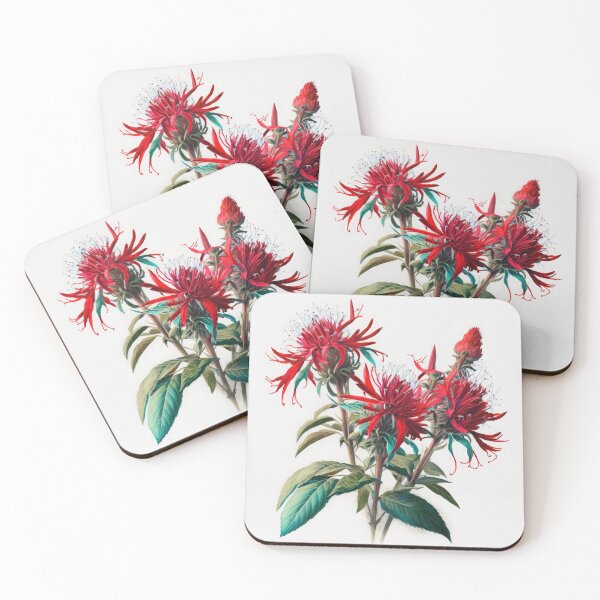 Item preview, Red Bee Balm Flowers  designed and sold by Vanover Designs.
