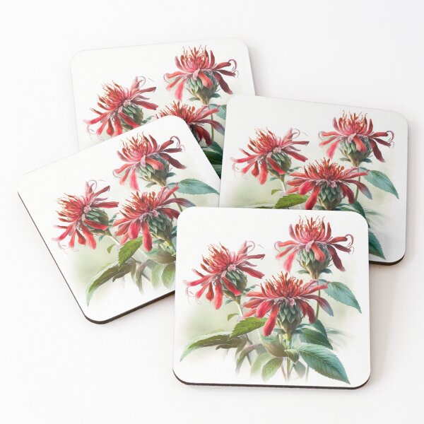 Item preview, Red Bee Balm Flowers  designed and sold by Vanover Designs.
