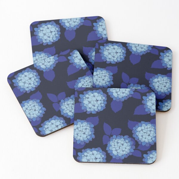 Item preview, Hamptons Navy Blue Hydrangea Flowers Pattern designed and sold by HotHibiscus.