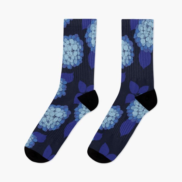 Item preview, Hamptons Navy Blue Hydrangea Flowers Pattern designed and sold by HotHibiscus.
