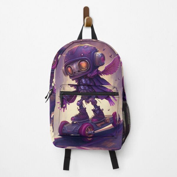 Item preview, Kids Anime Robot Purple Robot Cute Robot with Skateboard and Headphones designed and sold by Art.Fusion.Studio.