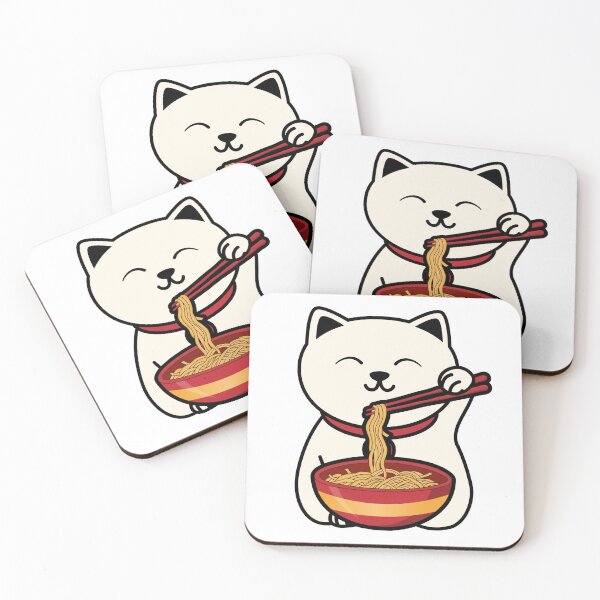 Item preview, Cute Cat Eating Ramen designed and sold by Mhayra.