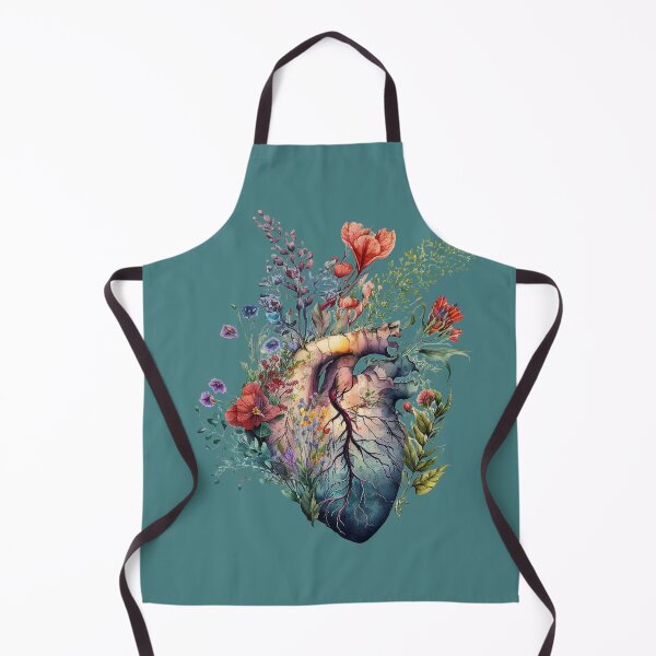 Item preview, Heart overgrown with florals 3 (cutout) - anatomy floral botanical watercolor illustration designed and sold by EmeraldeaArt.