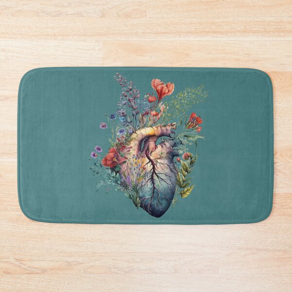 Item preview, Heart overgrown with florals 3 (cutout) - anatomy floral botanical watercolor illustration designed and sold by EmeraldeaArt.