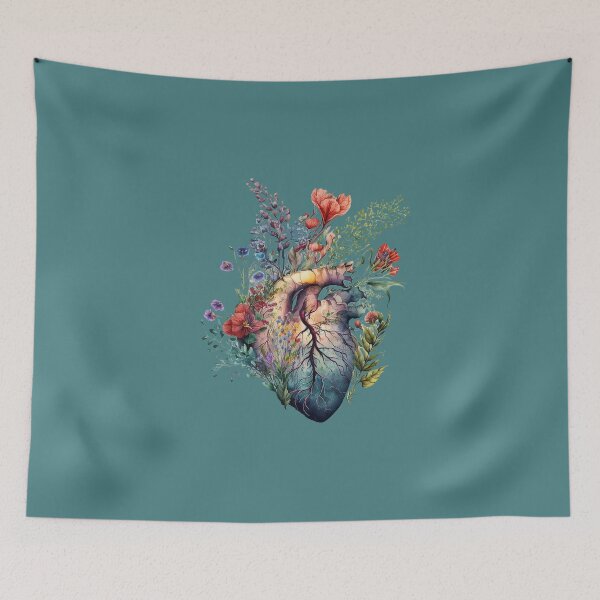 Item preview, Heart overgrown with florals 3 (cutout) - anatomy floral botanical watercolor illustration designed and sold by EmeraldeaArt.