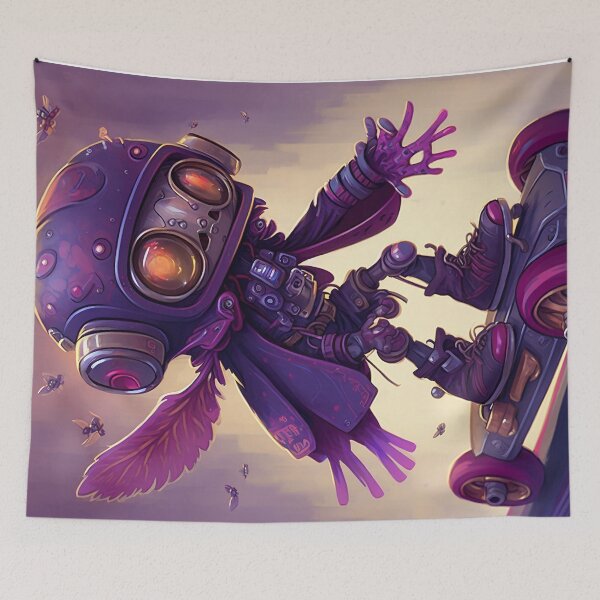 Item preview, Kids Anime Robot Purple Robot Cute Robot with Skateboard and Headphones designed and sold by Art.Fusion.Studio.