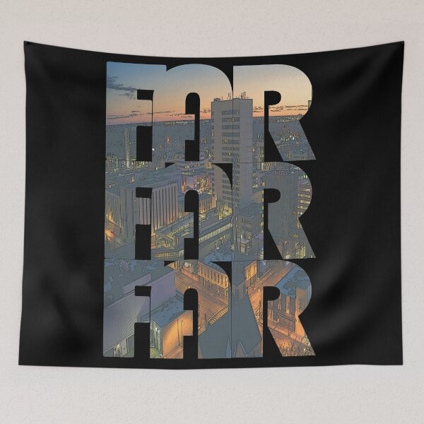 Item preview, Fargo, North Dakota FAR Dusk Cityscape Repeating Pattern designed and sold by CrabbyLobster.