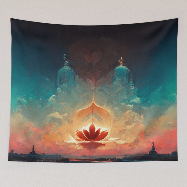 Item preview, Lotus Flower Temple Yoga Meditation designed and sold by Smuvu-Pictures ⭐⭐⭐⭐⭐.