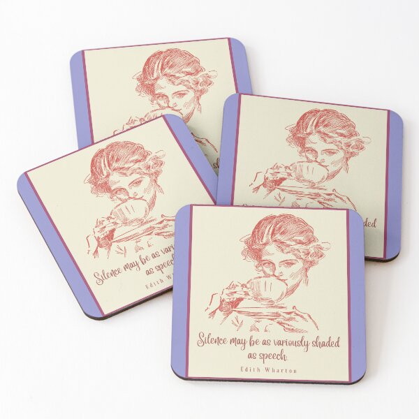 Item preview, Drinking tea illustration with Edith Wharton quote: Silence may be as variously shaded as speech designed and sold by artbleed.