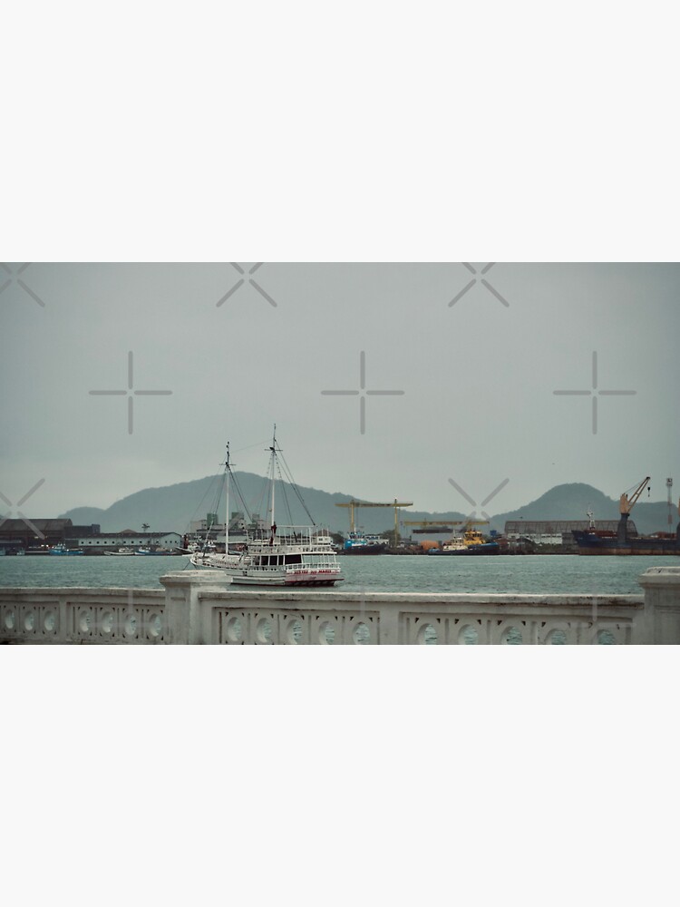 Thumbnail 3 of 3, Sticker, SANTOS SHIPS PONTA DA PRAIA SAO PAULO BRAZIL BEACH COAST designed and sold by teruyalab.