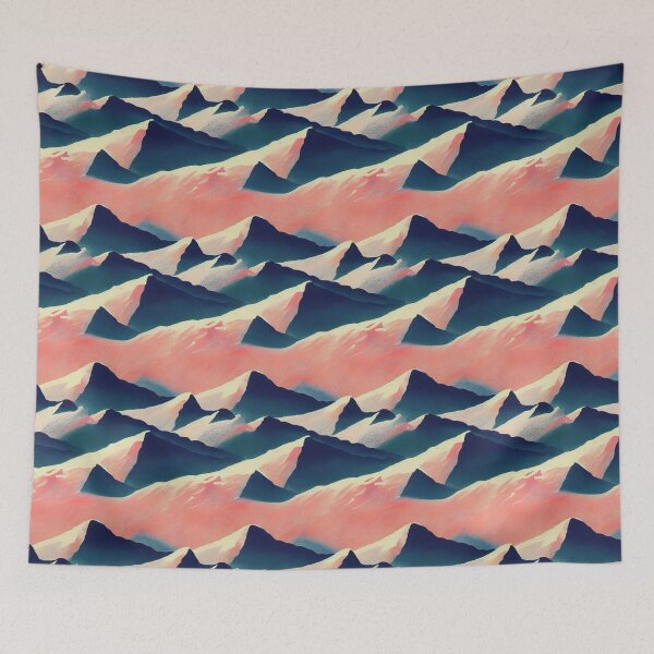 Item preview, Synthwave Mountain Range in Pink and Blue designed and sold by Fine Prints.