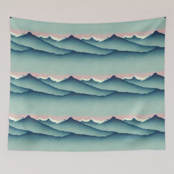 Item preview, Vaporwave Mountain Range in Pink and Blue designed and sold by Fine Prints.