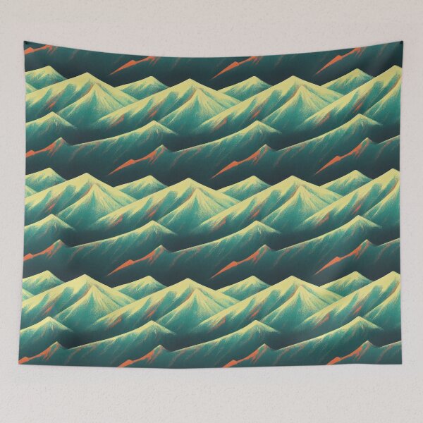 Item preview, Retrowave Mountain Range in Pink and Blue designed and sold by Fine Prints.