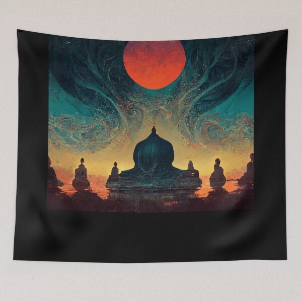 Item preview, Meditating Monks Under Stars designed and sold by Smuvu-Pictures ⭐⭐⭐⭐⭐.