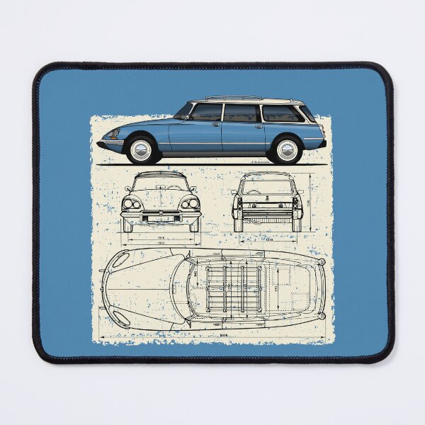 Item preview, Iconic classic French family car with technical drawing background designed and sold by designjaag.