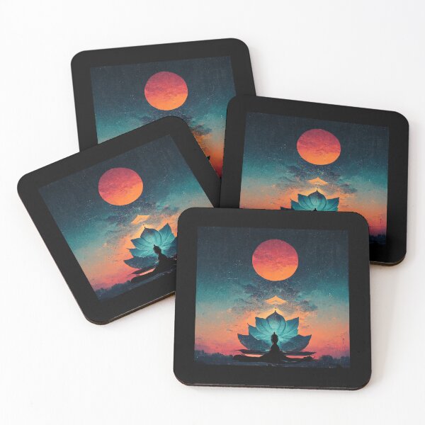 Item preview, Meditating Monk In Front Of Lotus Flower Yoga Meditation designed and sold by Smuvu-Pictures ⭐⭐⭐⭐⭐.