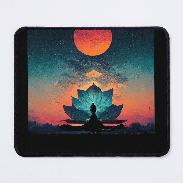 Item preview, Meditating Monk In Front Of Lotus Flower Yoga Meditation designed and sold by Smuvu-Pictures ⭐⭐⭐⭐⭐.