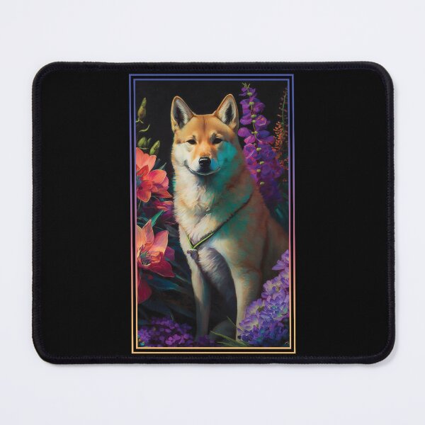 Item preview, Jindo Dog Vibrant Tropical Flower Tall Digital Oil Painting Portrait 2 designed and sold by arthouseflunky.