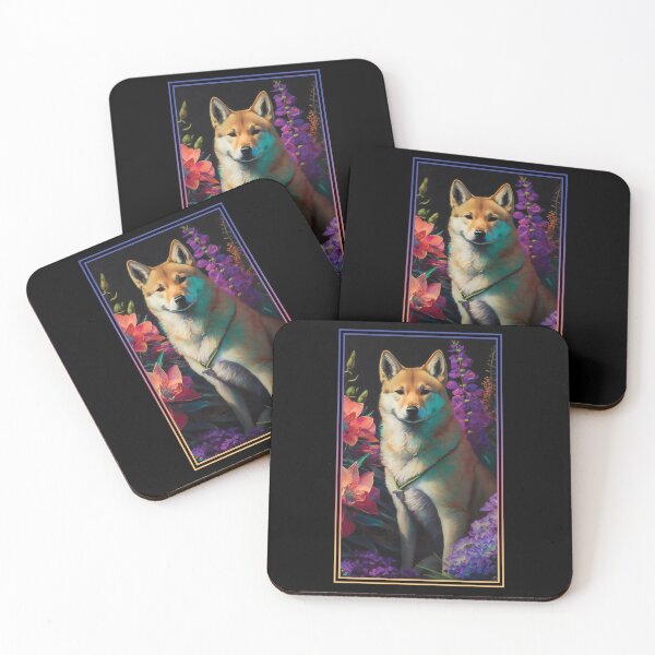 Item preview, Jindo Dog Vibrant Tropical Flower Tall Digital Oil Painting Portrait 2 designed and sold by arthouseflunky.