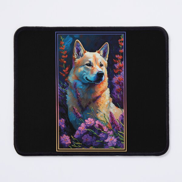 Item preview, Jindo Dog Vibrant Tropical Flower Tall Digital Oil Painting Portrait 3 designed and sold by arthouseflunky.