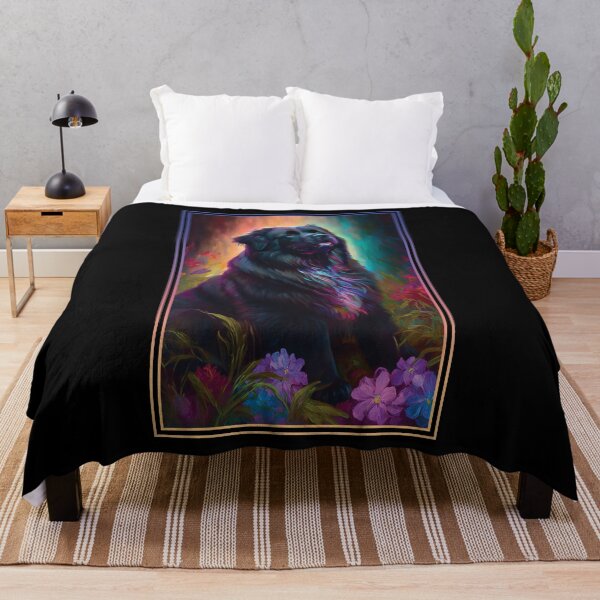 Item preview, Newfoundland Dog Vibrant Tropical Flower Tall Digital Oil Painting Portrait 3 designed and sold by arthouseflunky.