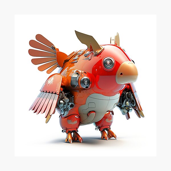 Item preview, Cute Red Winged Pig Robot designed and sold by elnixart.