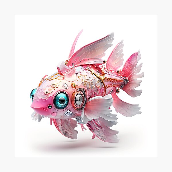 Item preview, Cute Pink Fish Robot designed and sold by elnixart.