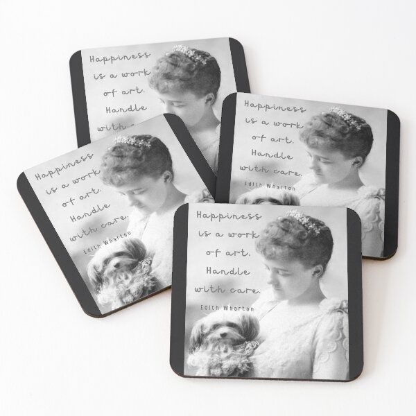 Item preview, Edith Wharton portrait and quote: Happiness is a work of art. Handle with care. designed and sold by artbleed.