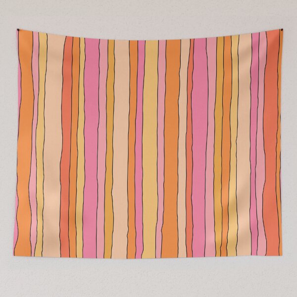 Item preview, Summer Stripes Lined Vertical Stripe Pattern Pink Orange Yellow Black designed and sold by kierkegaard.