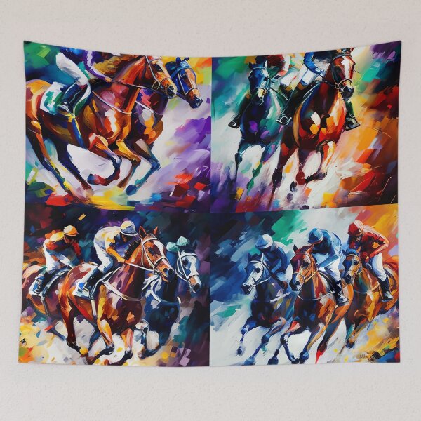 Item preview, Chasing the Finish Line: A Captivating Horse Racing Artwork in Quadrants designed and sold by No1Equestrian.