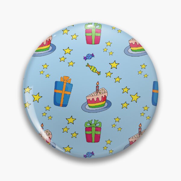 Item preview, blue birthday pattern: cake, candy, gifts and stars  designed and sold by YuYuKoroleva.