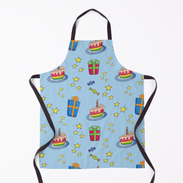 Item preview, blue birthday pattern: cake, candy, gifts and stars designed and sold by YuYuKoroleva.