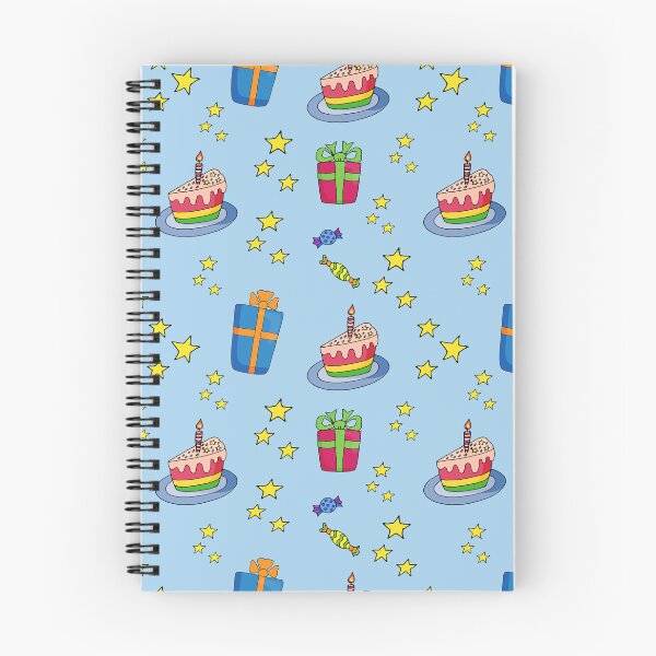Item preview, blue birthday pattern: cake, candy, gifts and stars  designed and sold by YuYuKoroleva.
