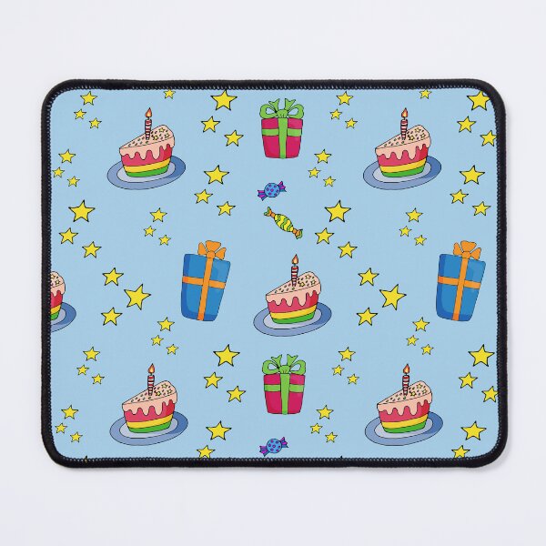 Item preview, blue birthday pattern: cake, candy, gifts and stars designed and sold by YuYuKoroleva.