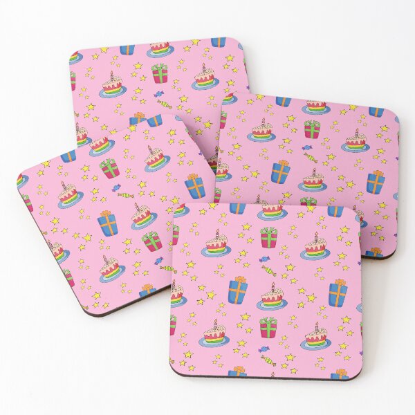 Item preview, pink birthday pattern: cake, candy, gifts and stars  designed and sold by YuYuKoroleva.