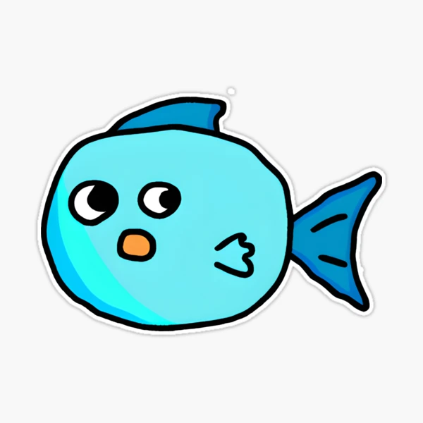 Cute Blue Fish With Glasses Cartoon Gift Sticker' Sticker