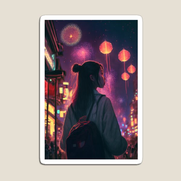 Item preview, Anime Chinese Firework Festival designed and sold by AIartCANVAS.
