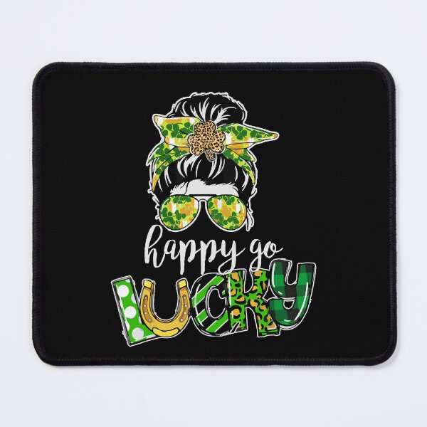 Item preview, Happy Going Lucky Messy Bun Girls Shamrock St Patricks Day designed and sold by Dressed For  Duty.