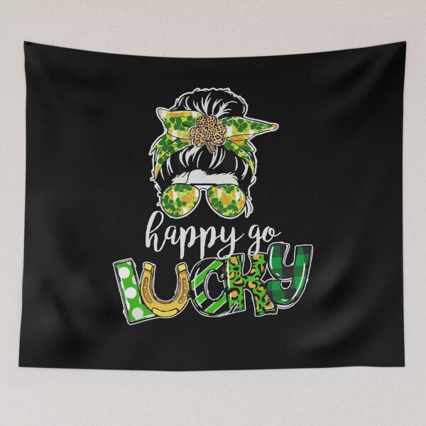 Item preview, Happy Going Lucky Messy Bun Girls Shamrock St Patricks Day designed and sold by Dressed For  Duty.